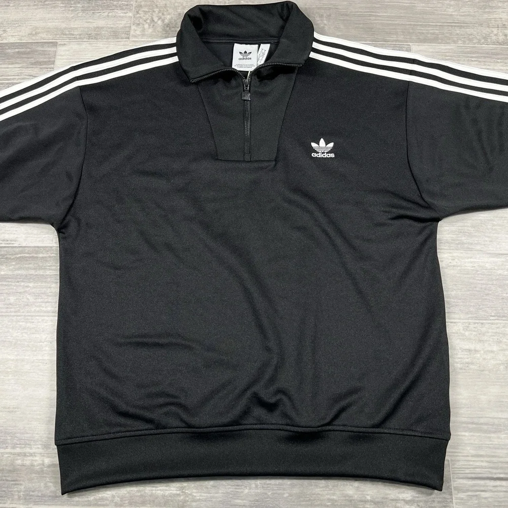 Adidas Originals Funnel Neck 1/4 Zip Track‎ Jacket Top Men's Size M Black IZ4803
